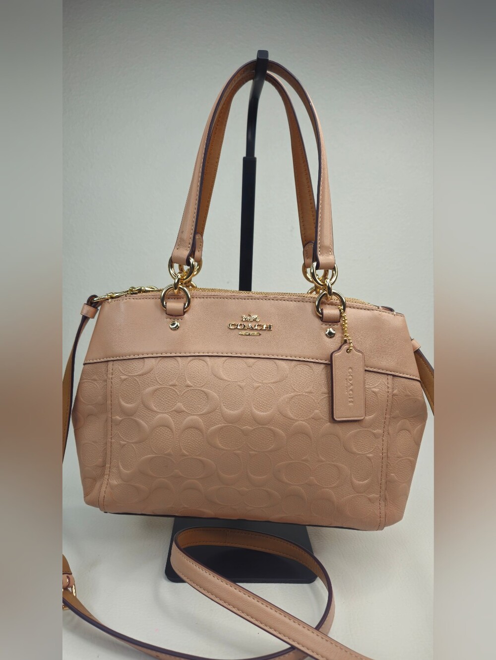 Authentic Coach Small Kelsey Blush Embossed Signature Leather Satchel Crossbody